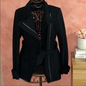 Express Black Trench Coat with Belt